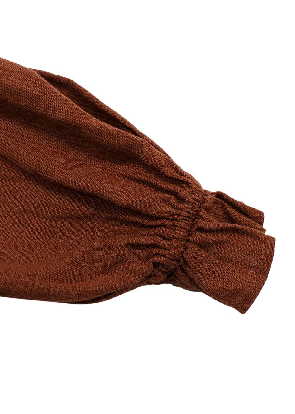 Faithfull The Brand Brown Tie Front Linen Top and Wide Leg Trouser Set
