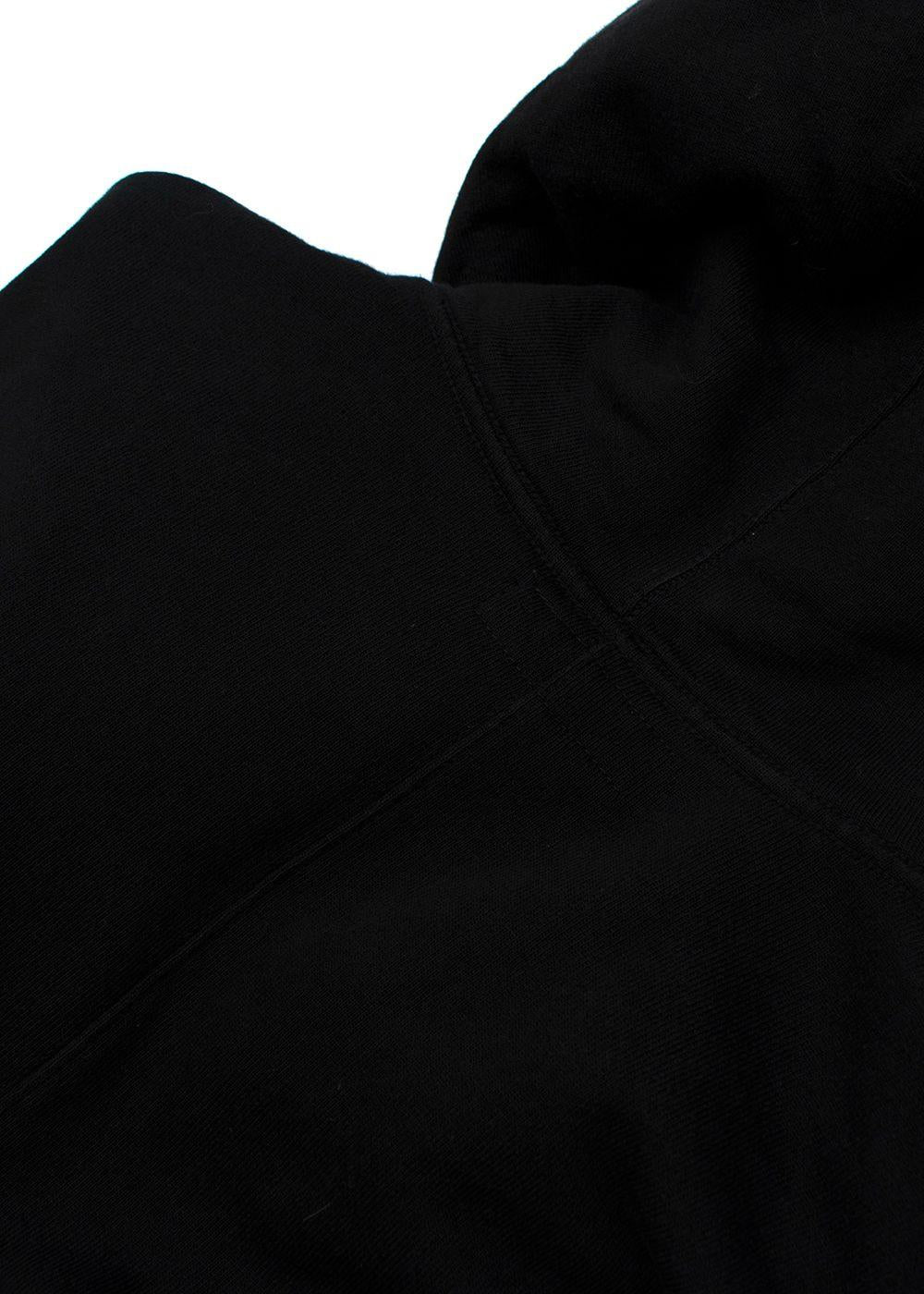 Black cotton jersey logo embroidered hoodie