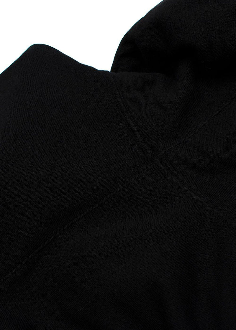 Black cotton jersey logo embroidered hoodie