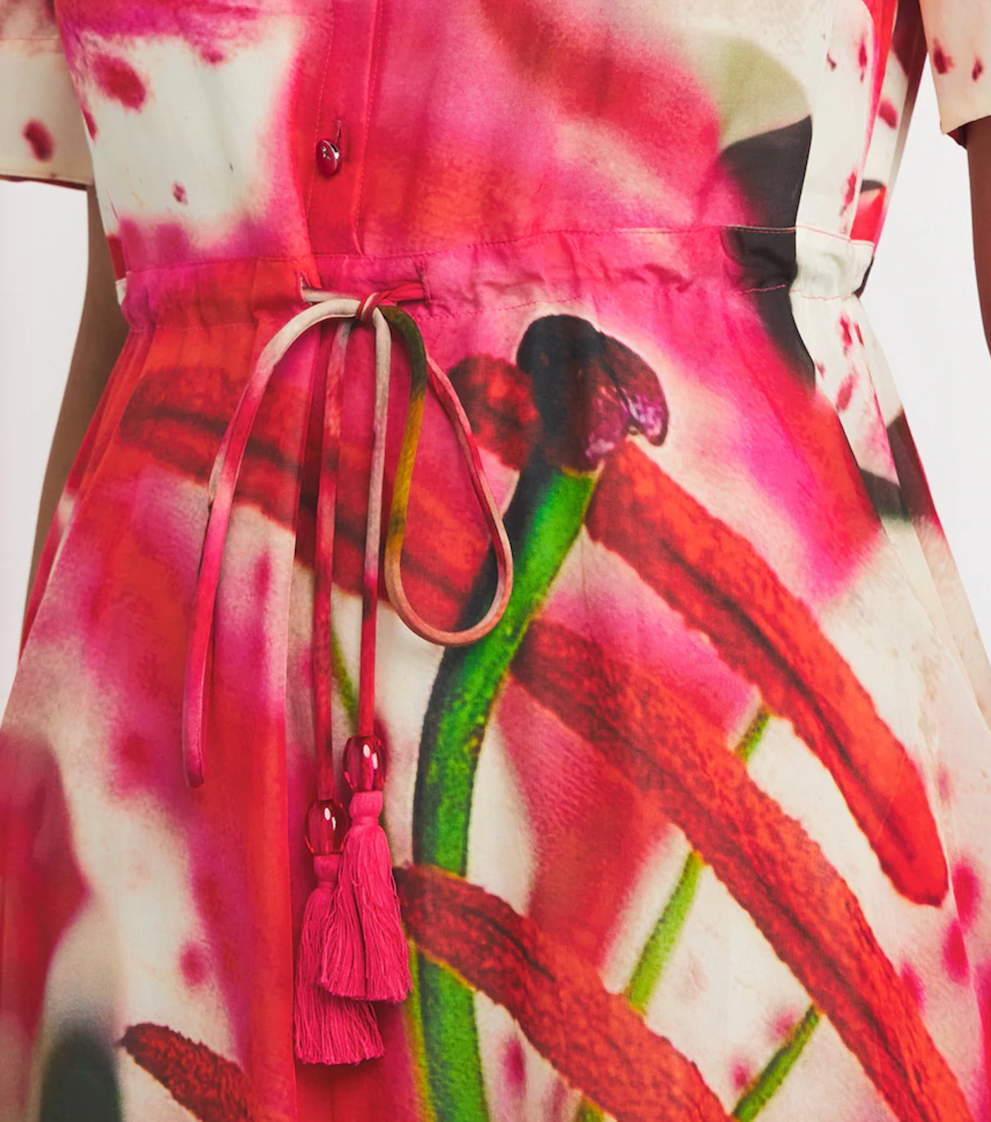 Tory Burch Silk-Cotton Lily Print Midi Dress