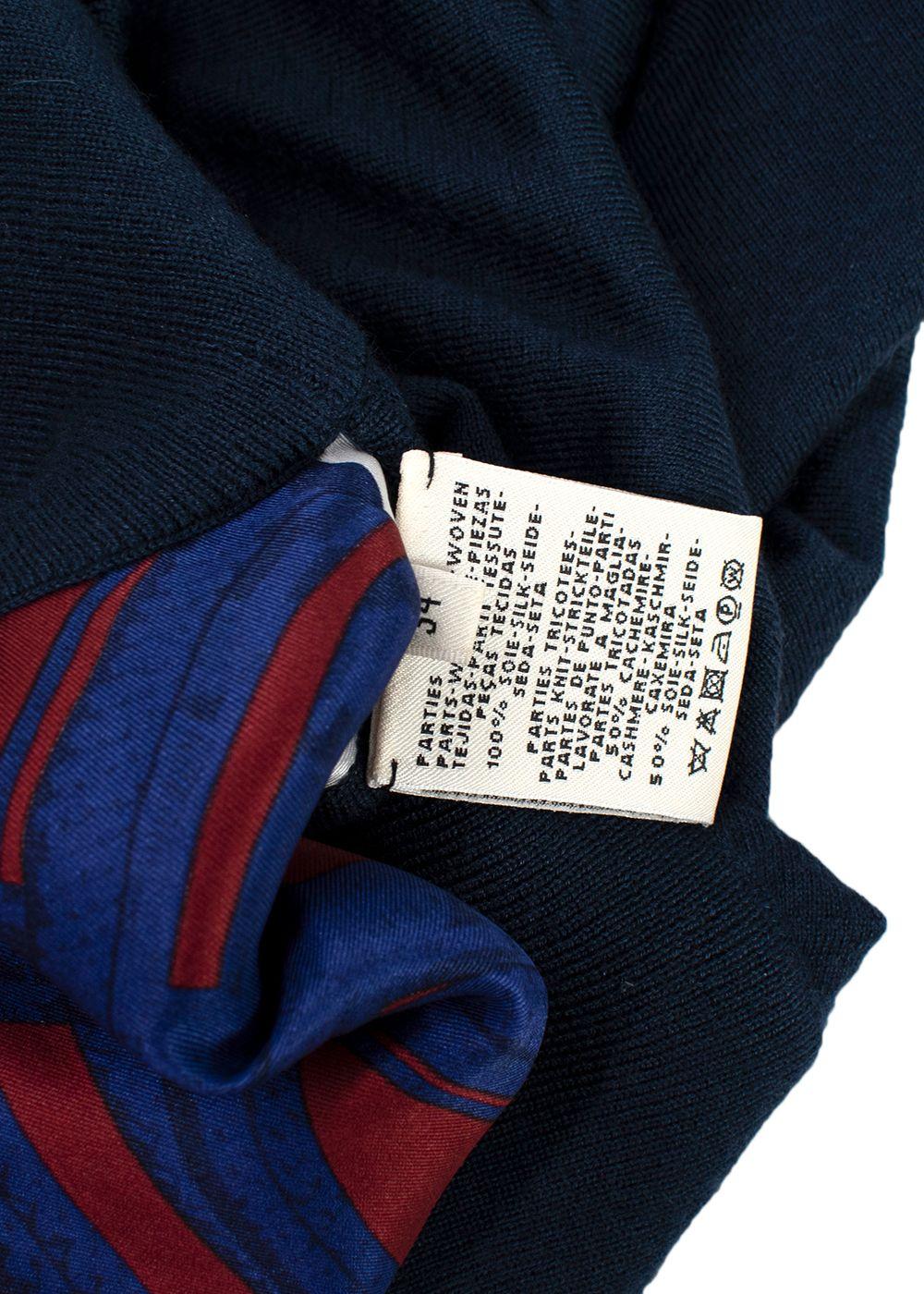 Hermes Navy Patterned Cashmere & Silk Jumper
