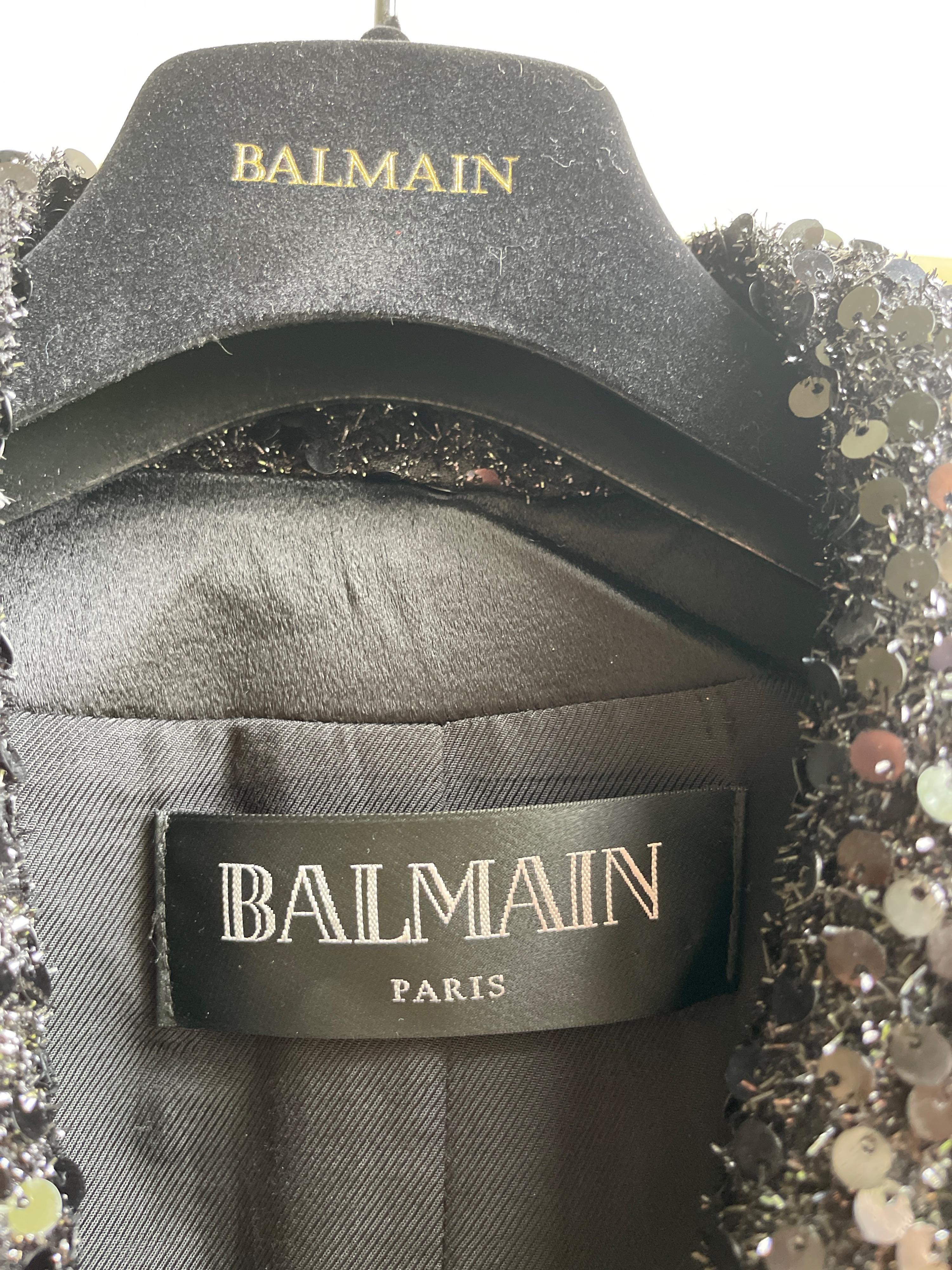Balmain Black Sequin Double Breasted Blazer