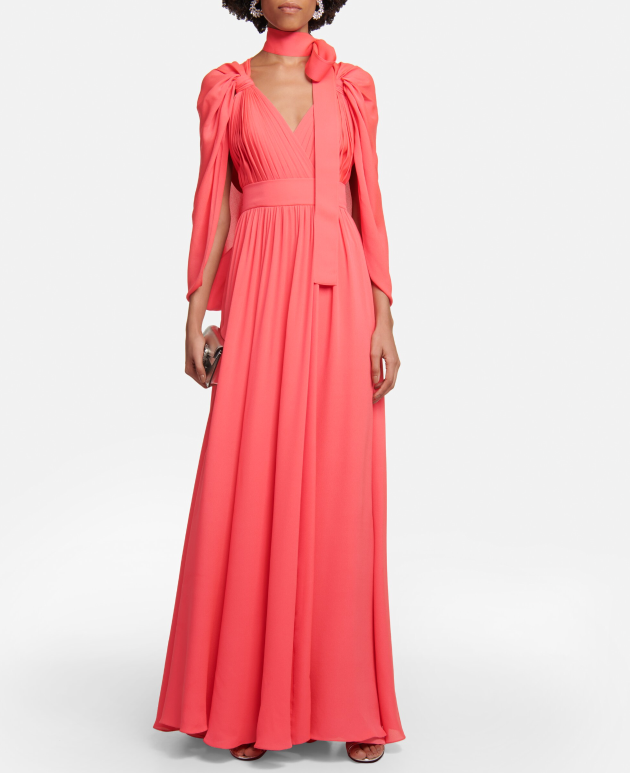 Elie Saab Pleated Silk Chiffon Gown
