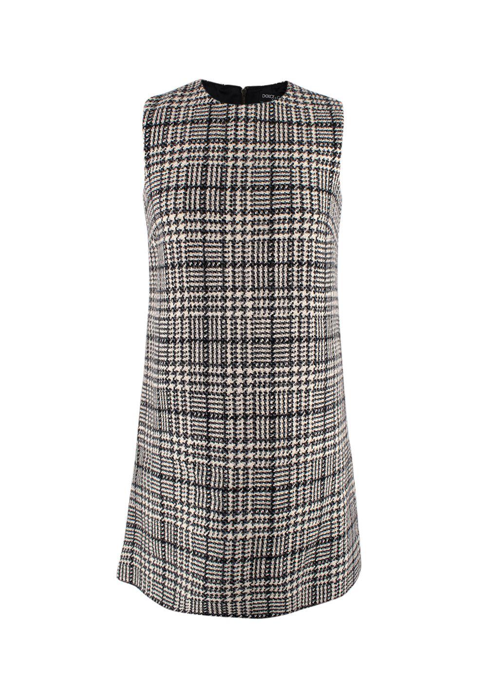 Dolce & Gabbana Grey Plaid Woollen Mini Dress