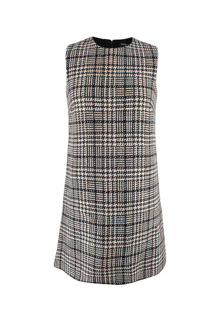 Dolce & Gabbana Grey Plaid Woollen Mini Dress