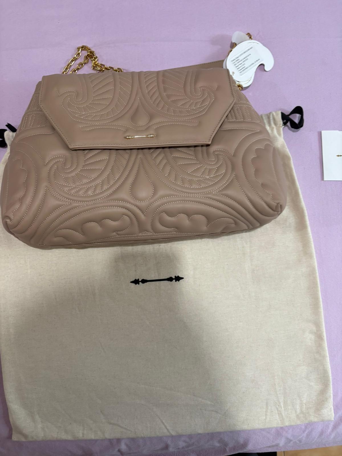 Okhtein Beige Lotus Shoulder Bag