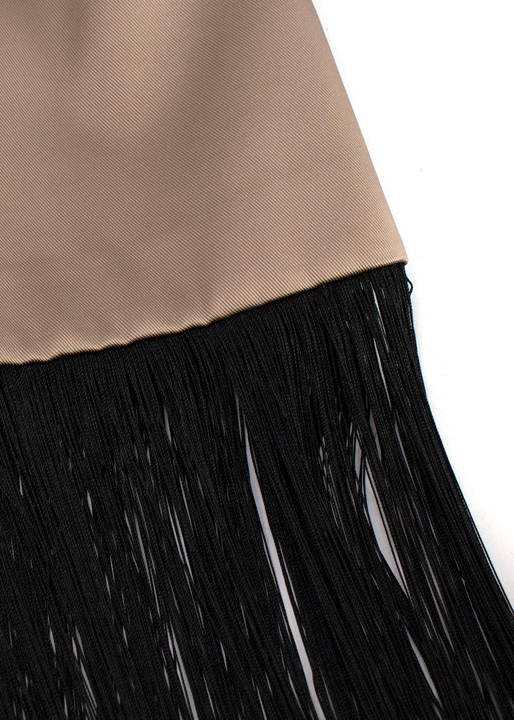 Bespoke Beige Dress with Fringed Hem