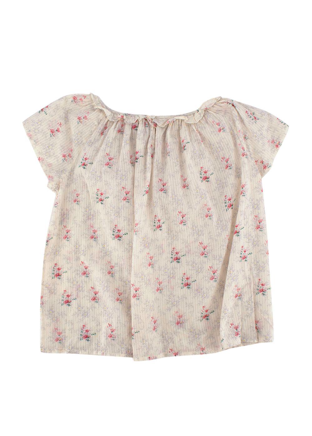 Kids 8Y Ivory Floral Striped Top