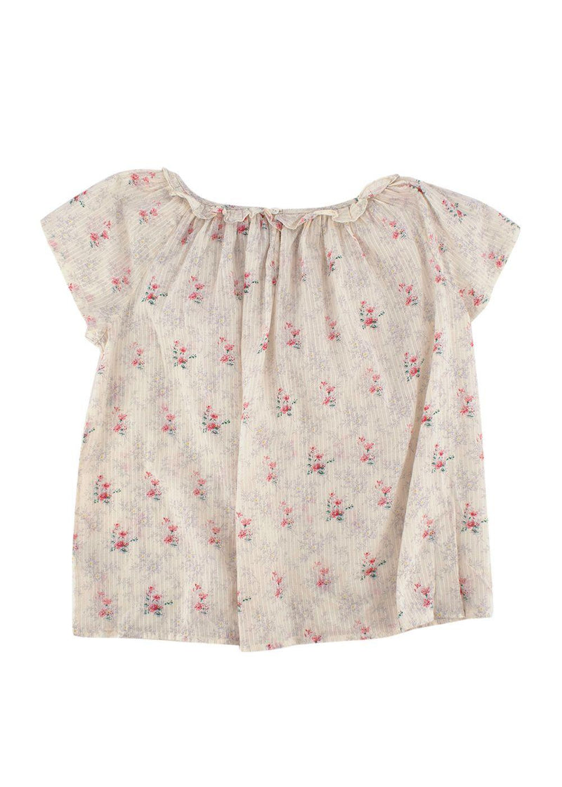 Kids 8Y Ivory Floral Striped Top