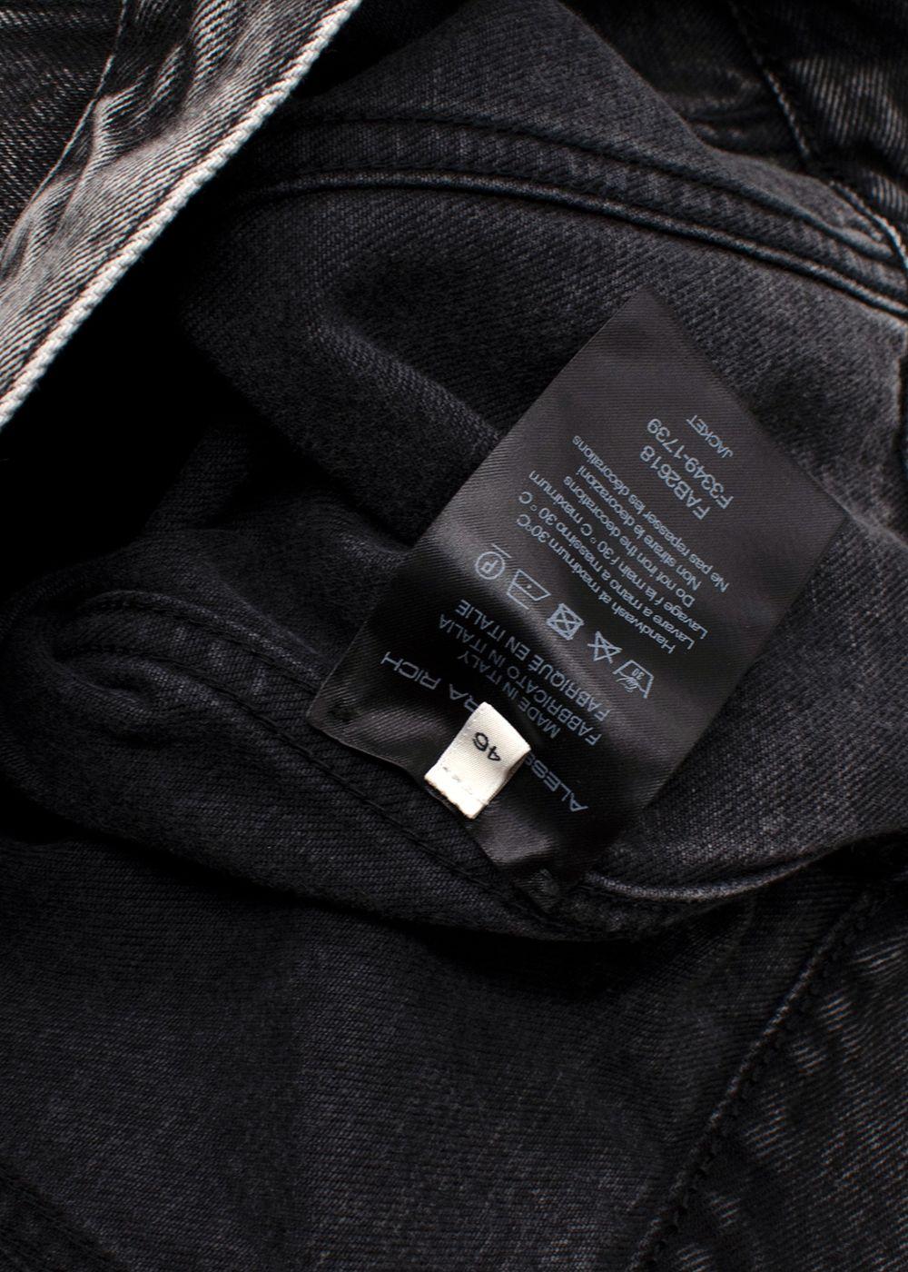 Alessandra Rich Washed Black Embellished Gem Denim Jacket