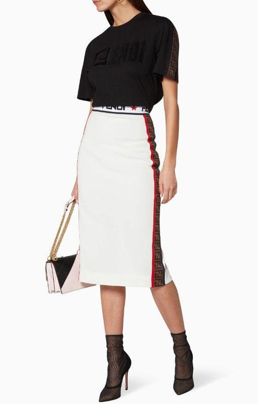 Fendi x Fila white pencil skirt