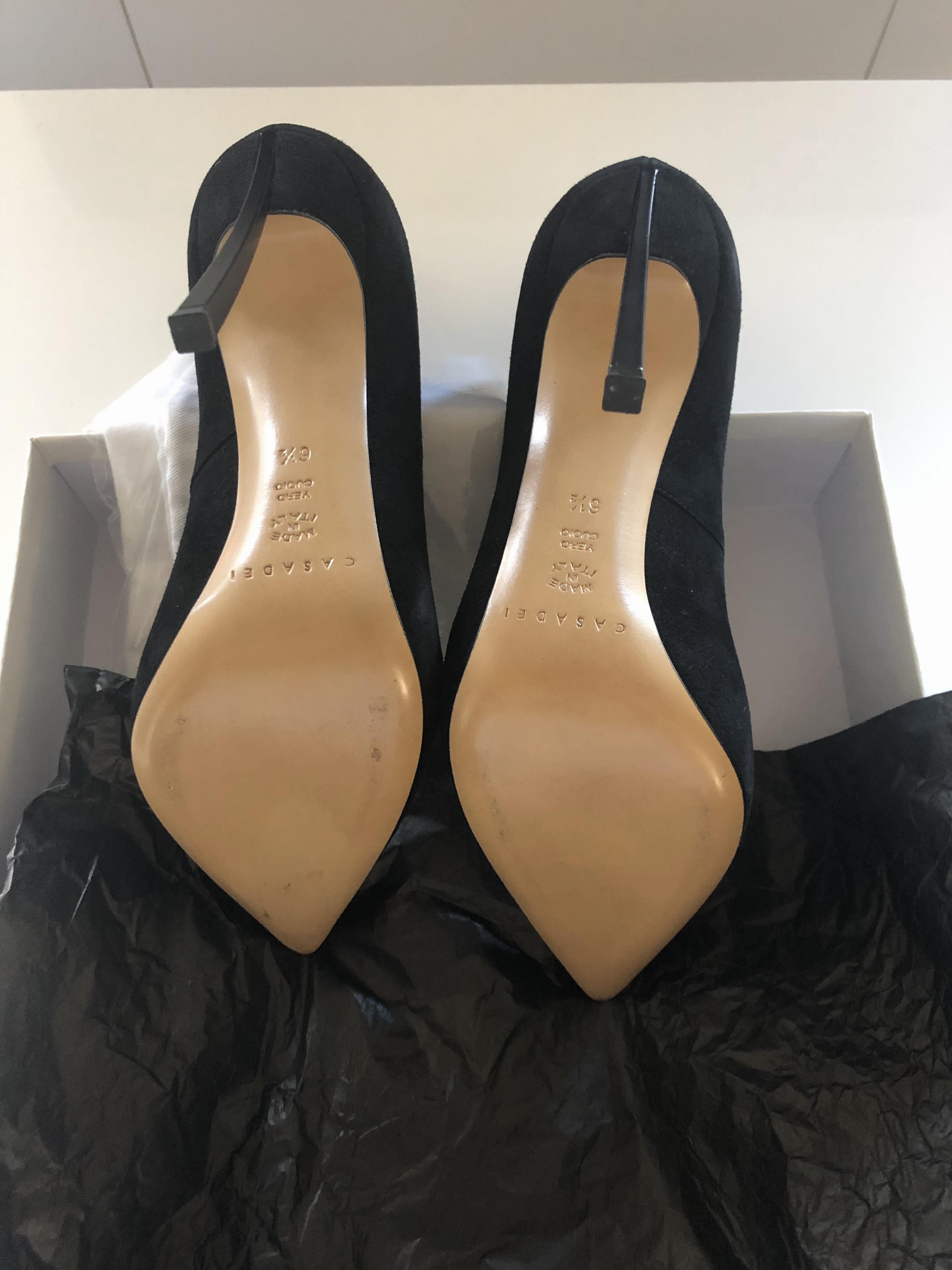 Casadei Blade Collar Suede Pump In Black