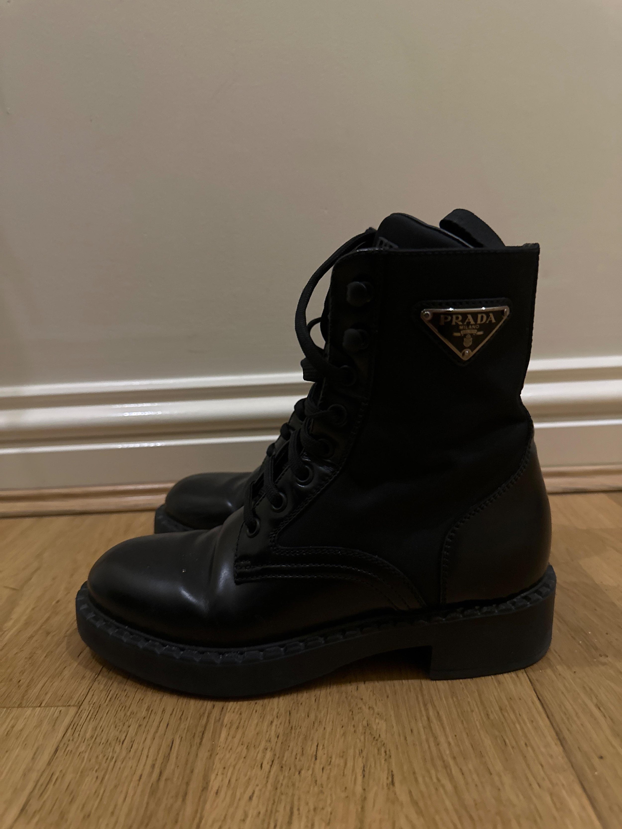 Prada Black Re- Nylon Combat Boots