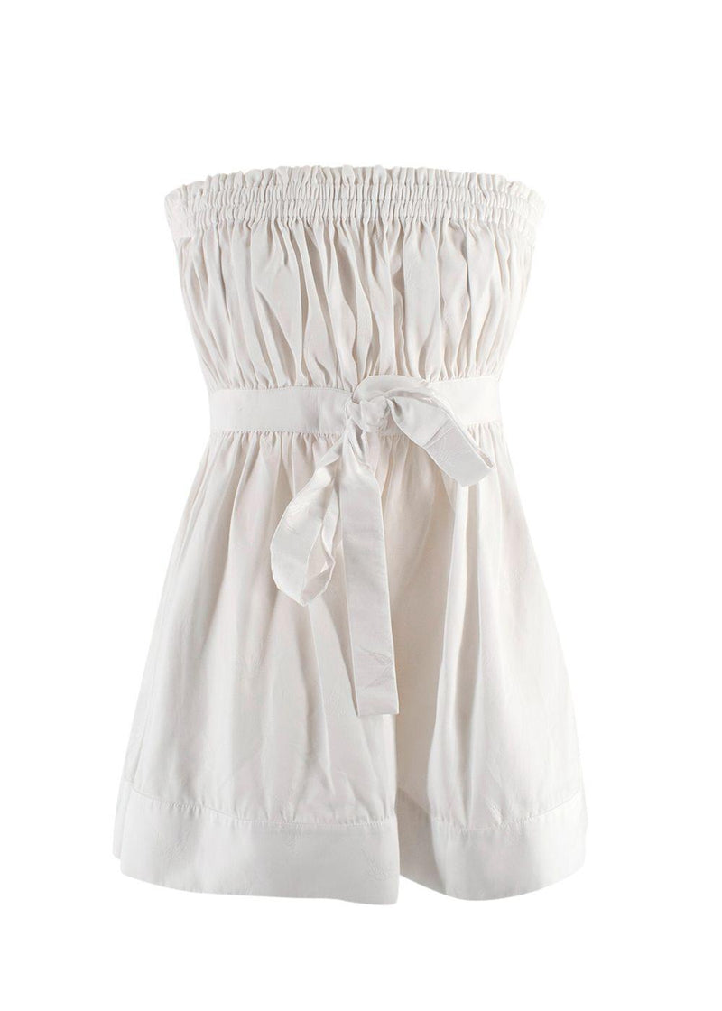 Alexander McQueen White Strapless Peplum Top