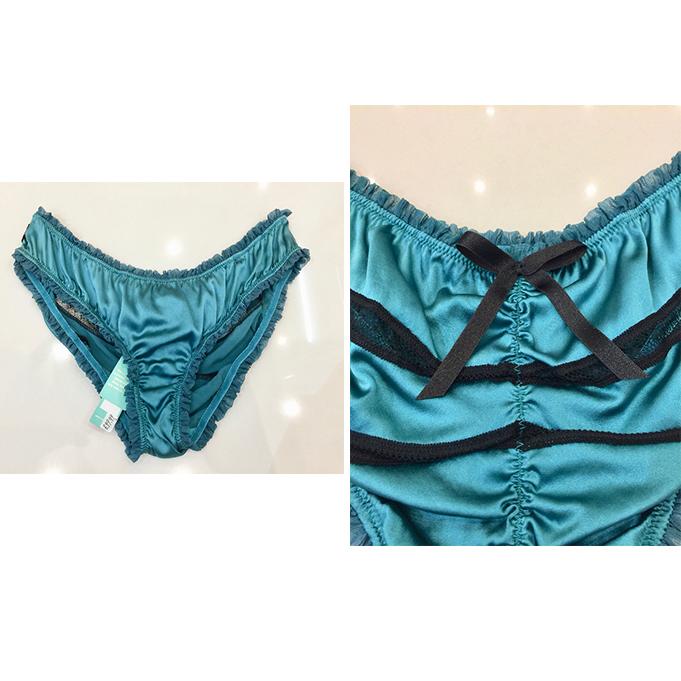 Spoyit Teal Silk Half Cup Bra & Brief Set