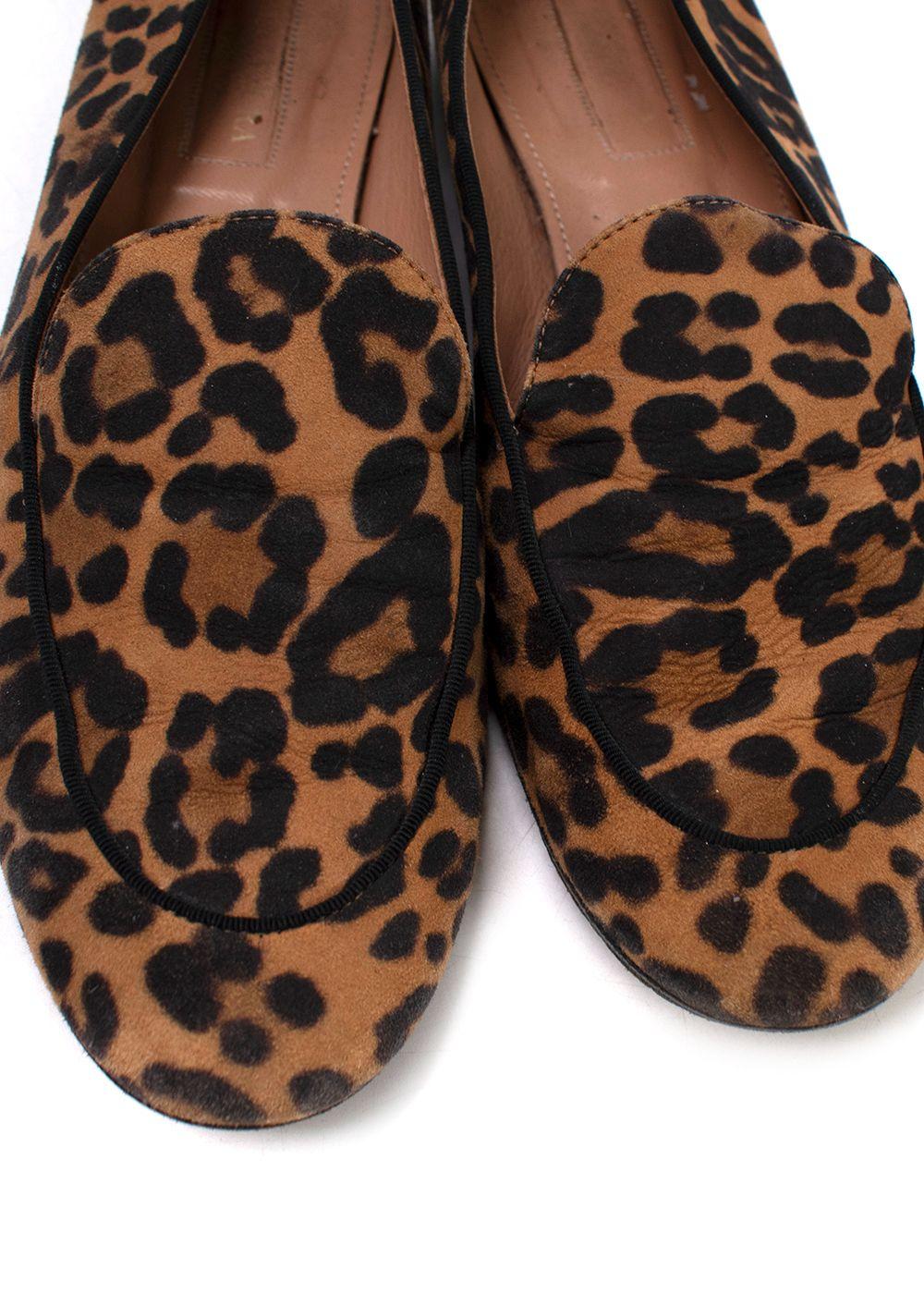Aquazzura Leopard Print Suede Loafers