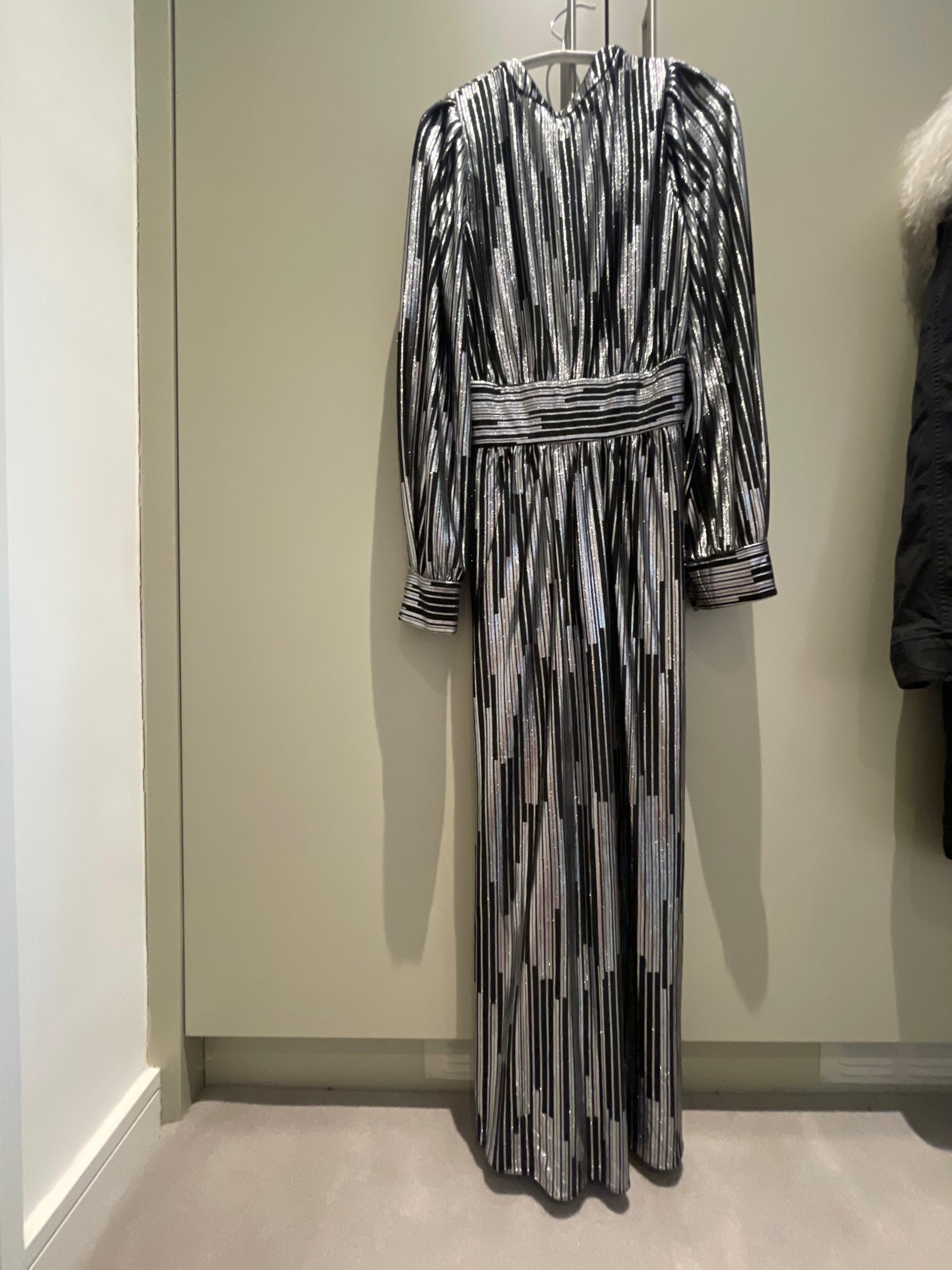 black & silver wrap front dress