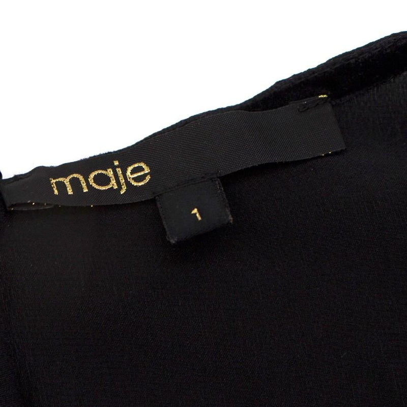 Maje Black Lace Panel Silk Top