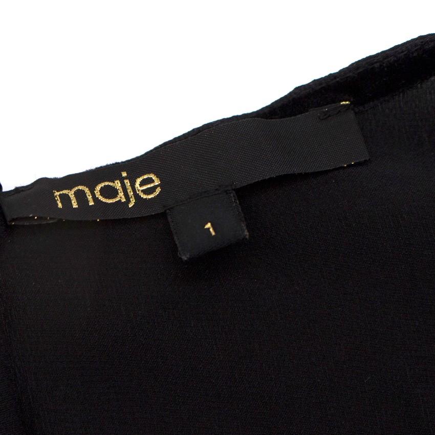 Maje Black Lace Panel Silk Top
