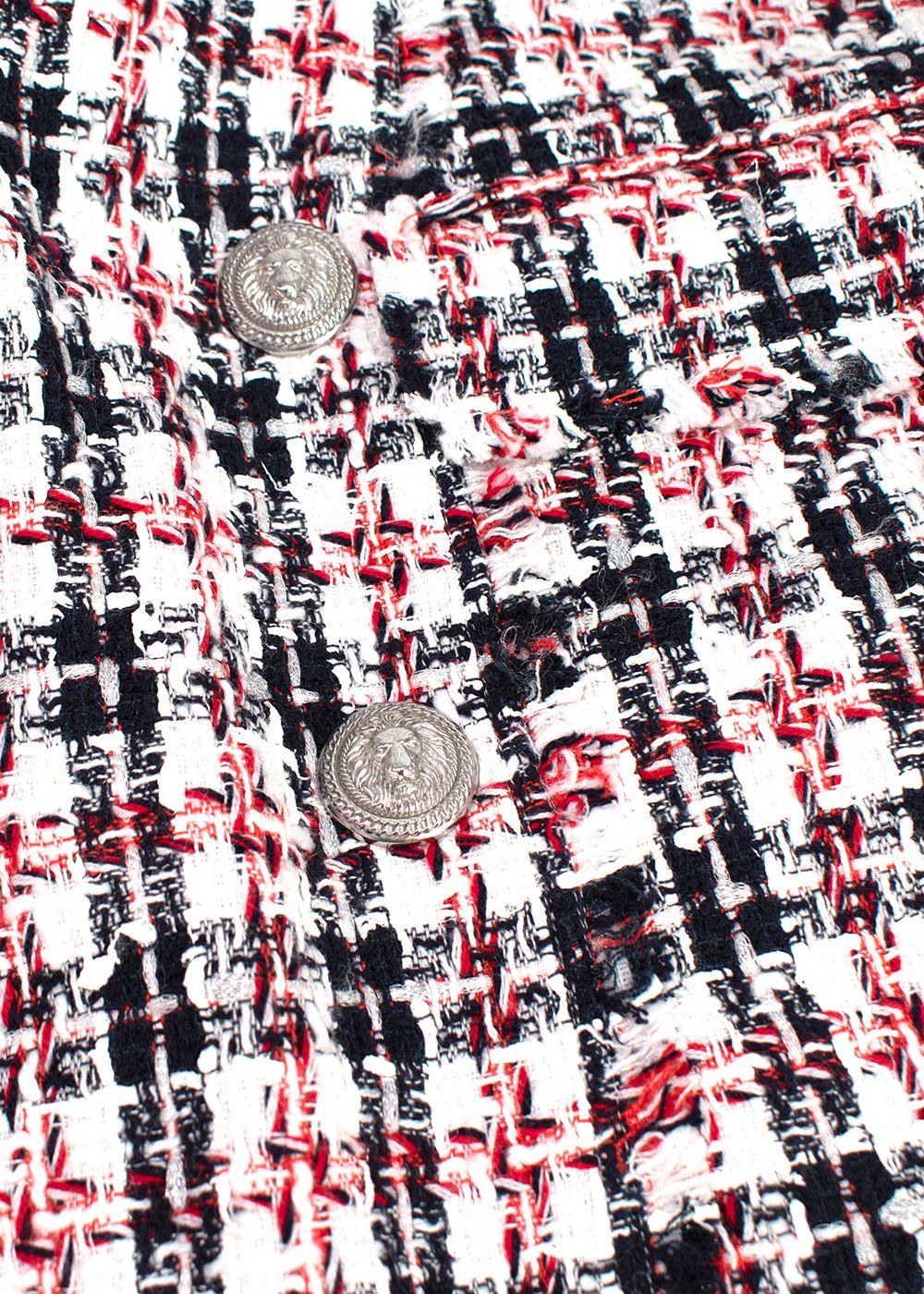 Balmain Red, White & Blue Tweed Skirt