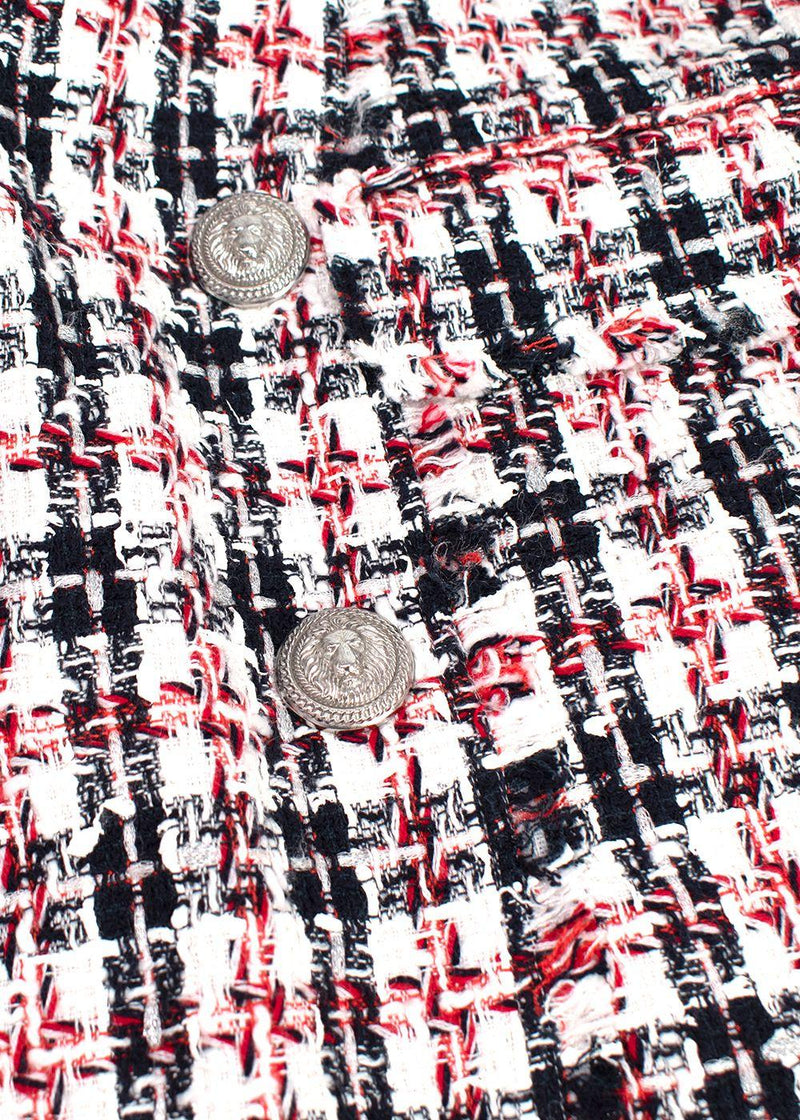 Balmain Red, White & Blue Tweed Skirt