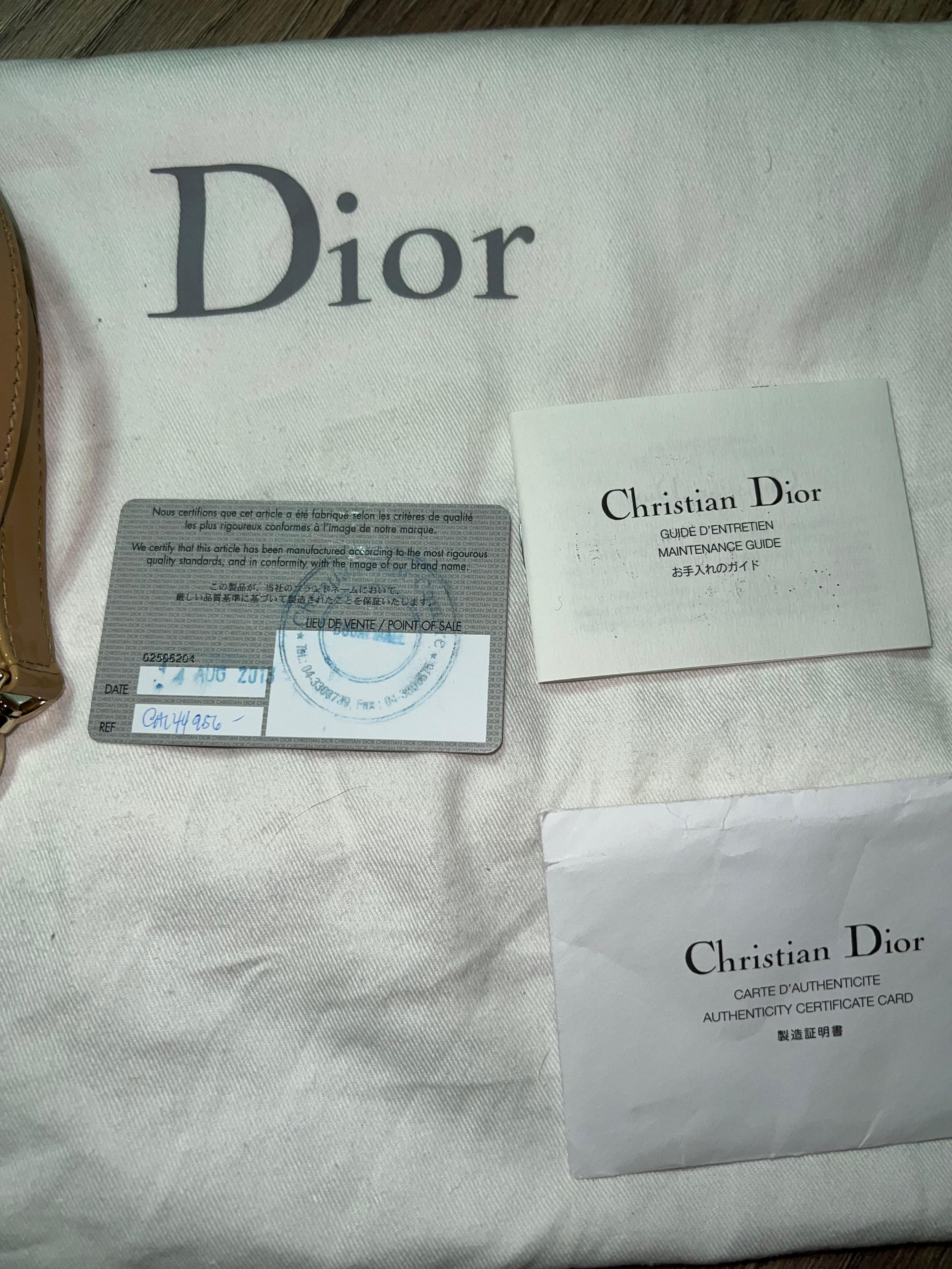 Beige Patent Leather Large Lady Dior Tote Bag