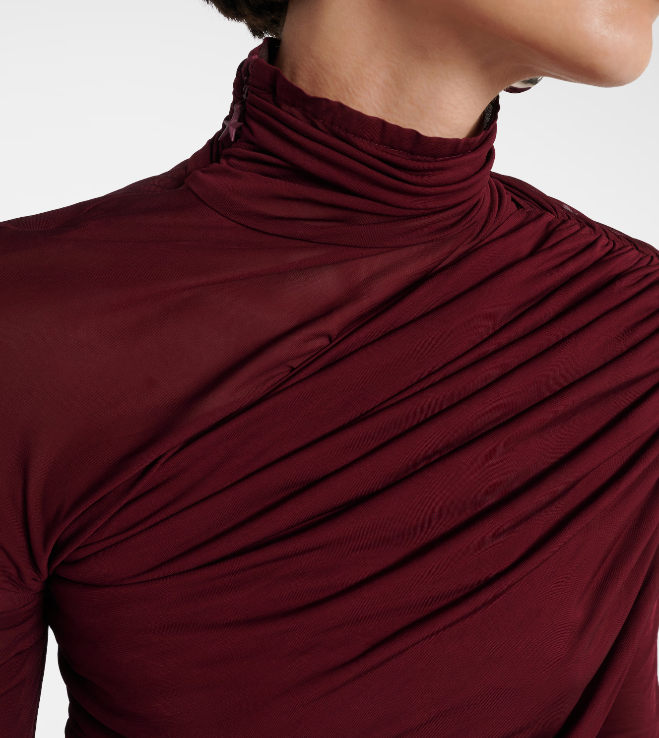 Mugler Sheer Ruched Midi Dress