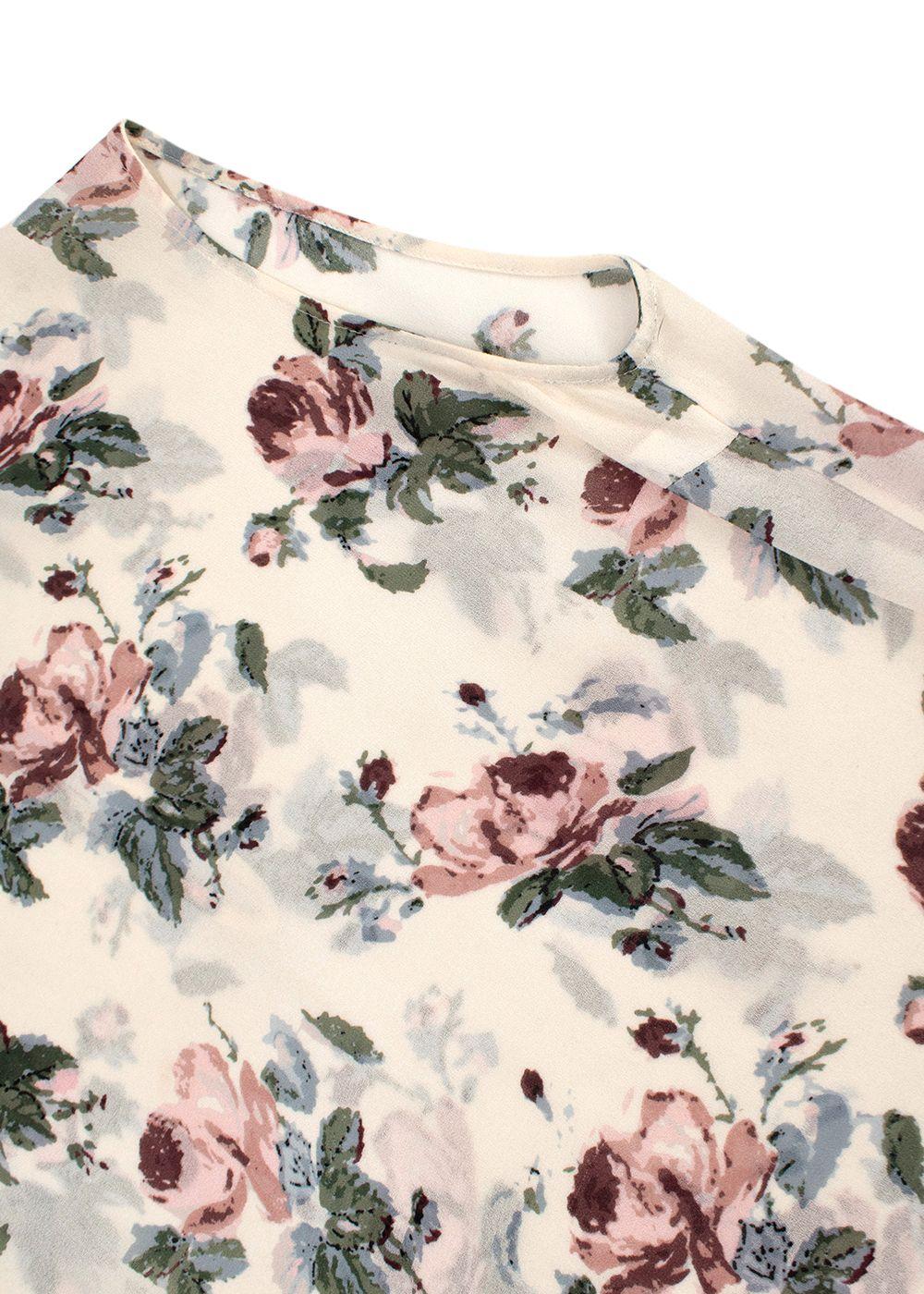 Saint Laurent Crepe Sleeveless Floral Top