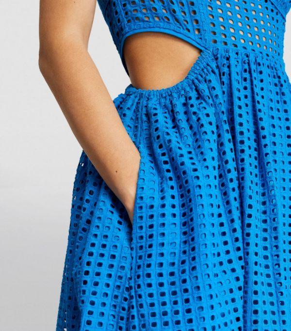 Self Portrait Blue Broderie Anglaise Midi Dress