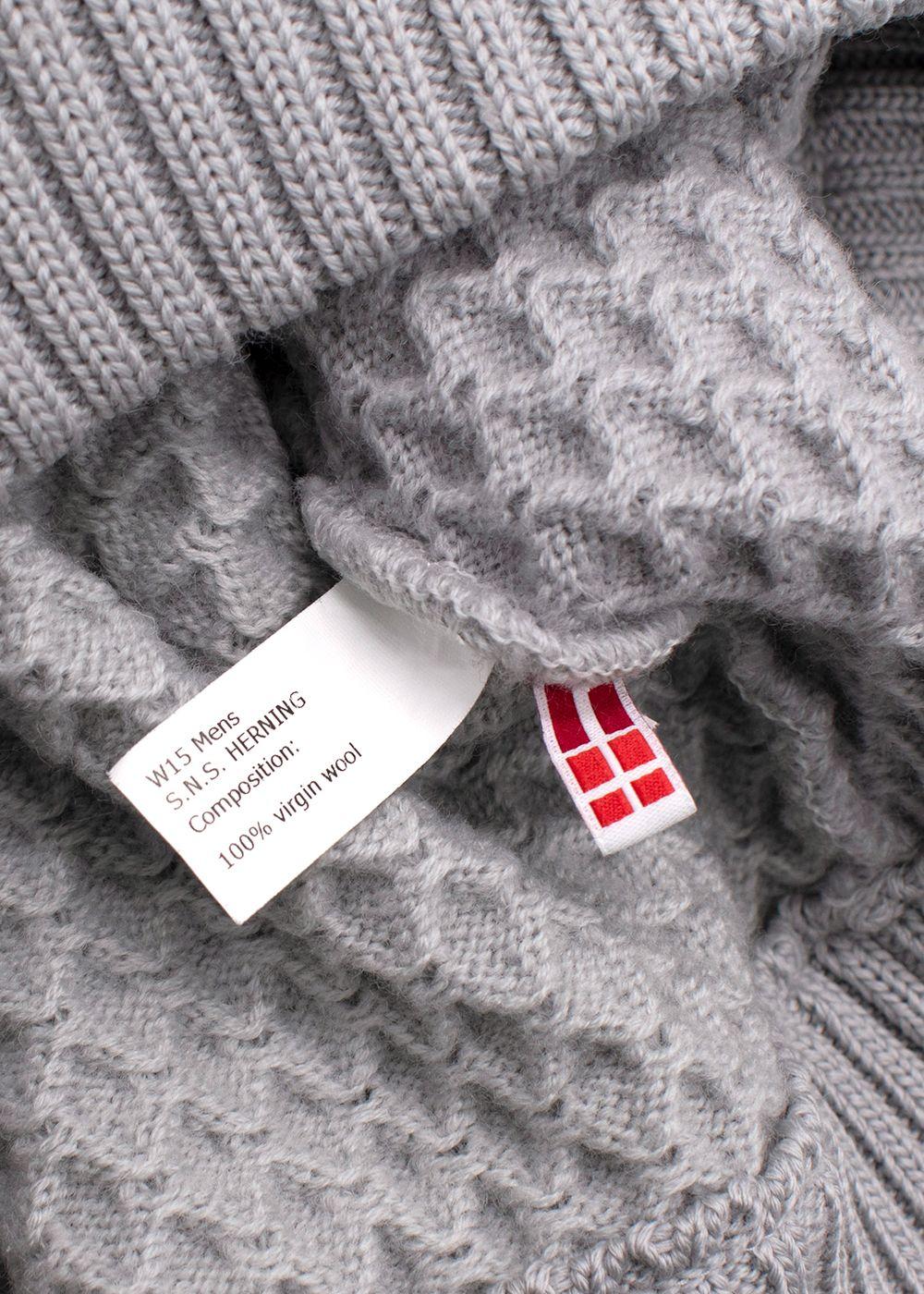 S.N.S Herning Grey Fishermans Wool Knit Jumper
