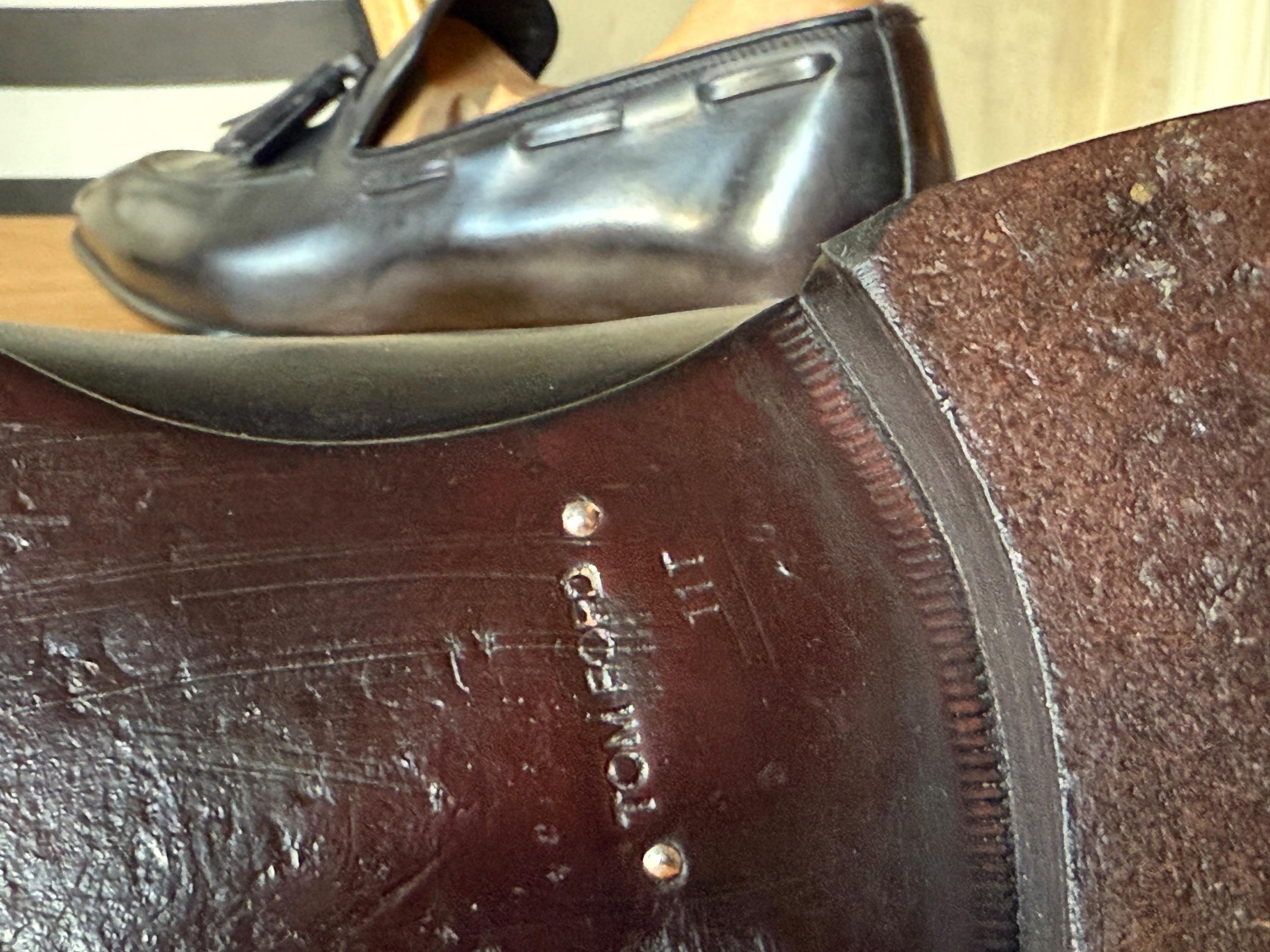 Black Leather Apron Tassel Loafers