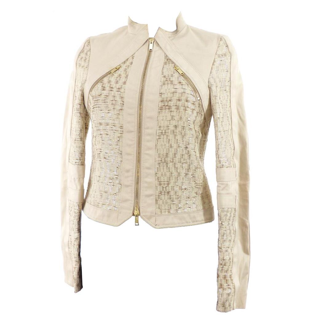 Gucci Beige & Gold Leather Jacket