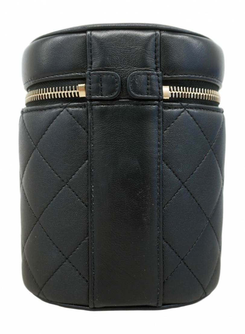 Chanel Black Lambskin Vanity Chain Shoulder Bag with Gold CC Logo detail