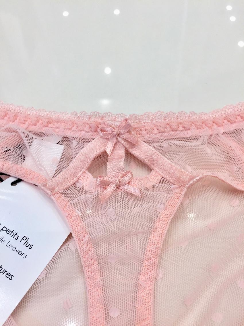 Aubade Paris Sugar Pink Leavers Lace Half Cup Bra & Tanga Set