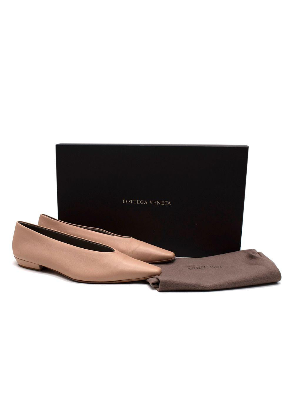 Bottega Veneta Nude Leather Almond Flat Pumps