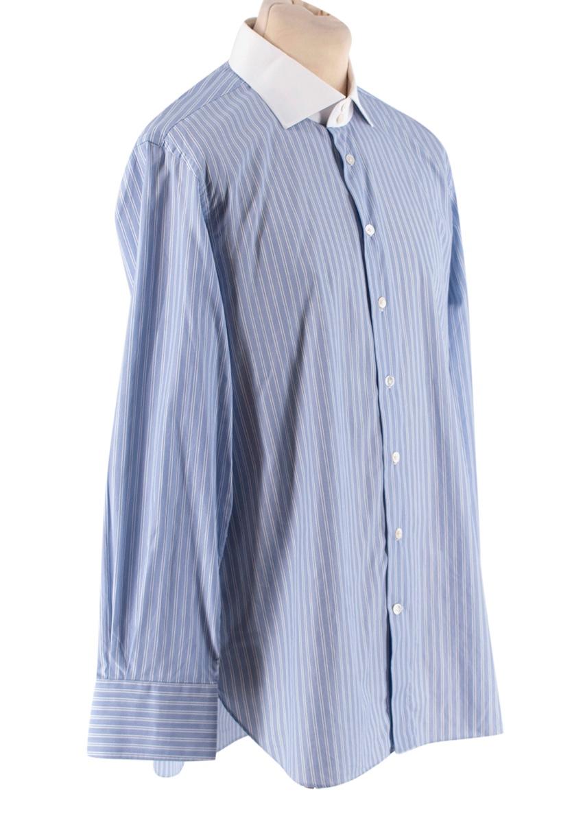 Emanuele Maffeis Blue Cotton Long Sleeve Tailored Shirt