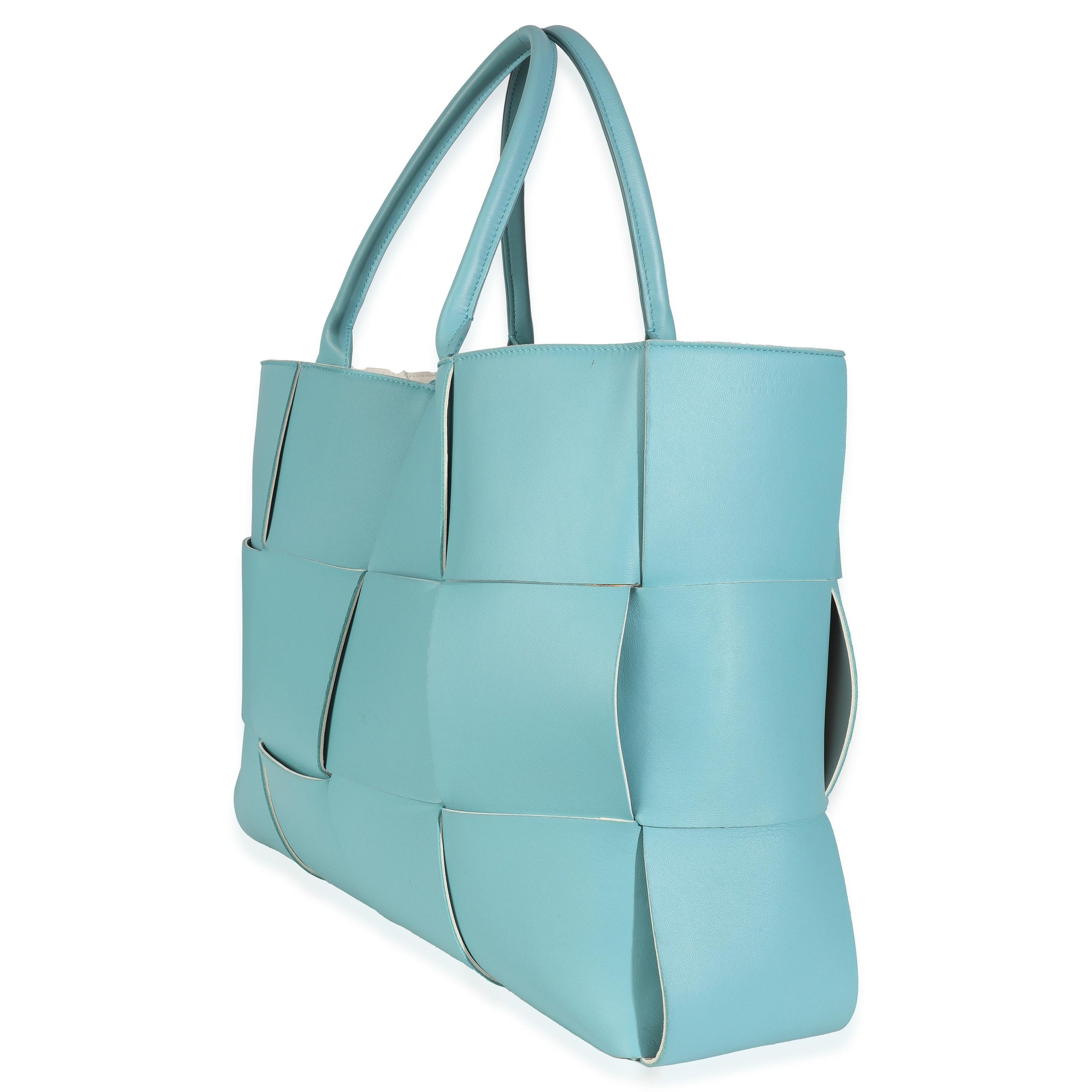 Bottega Veneta Blue Linoleum Nappa Maxi Intrecciato Large Arco Tote