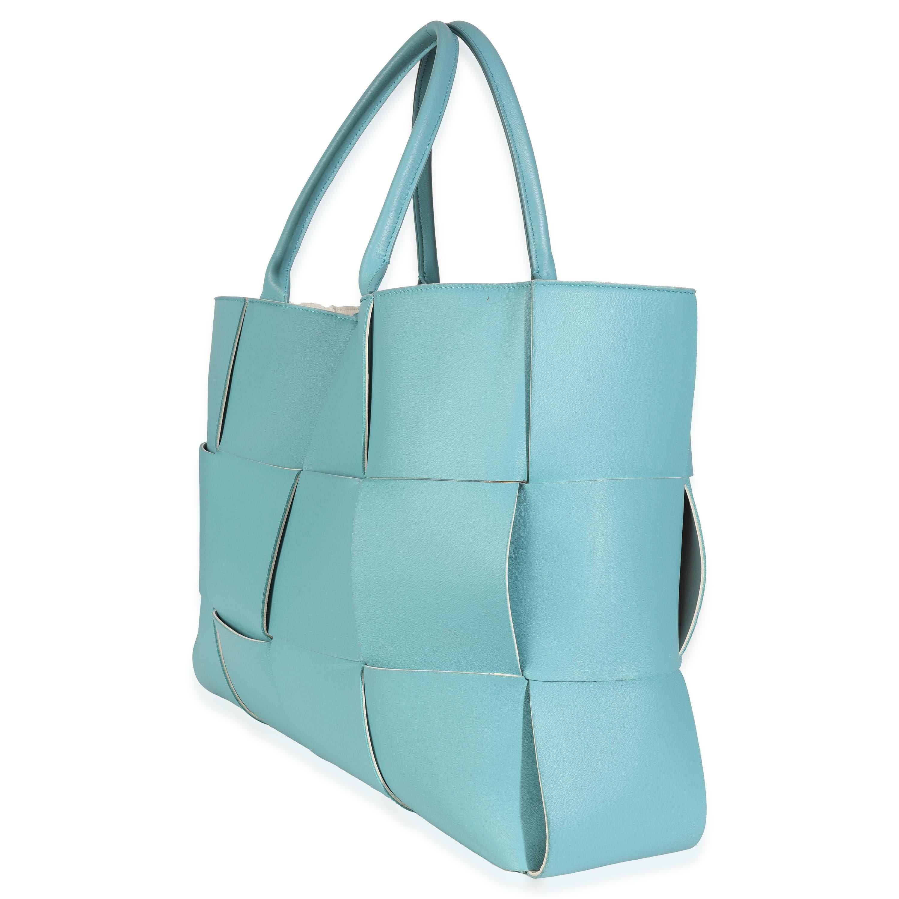 Bottega Veneta Blue Linoleum Nappa Maxi Intrecciato Large Arco Tote