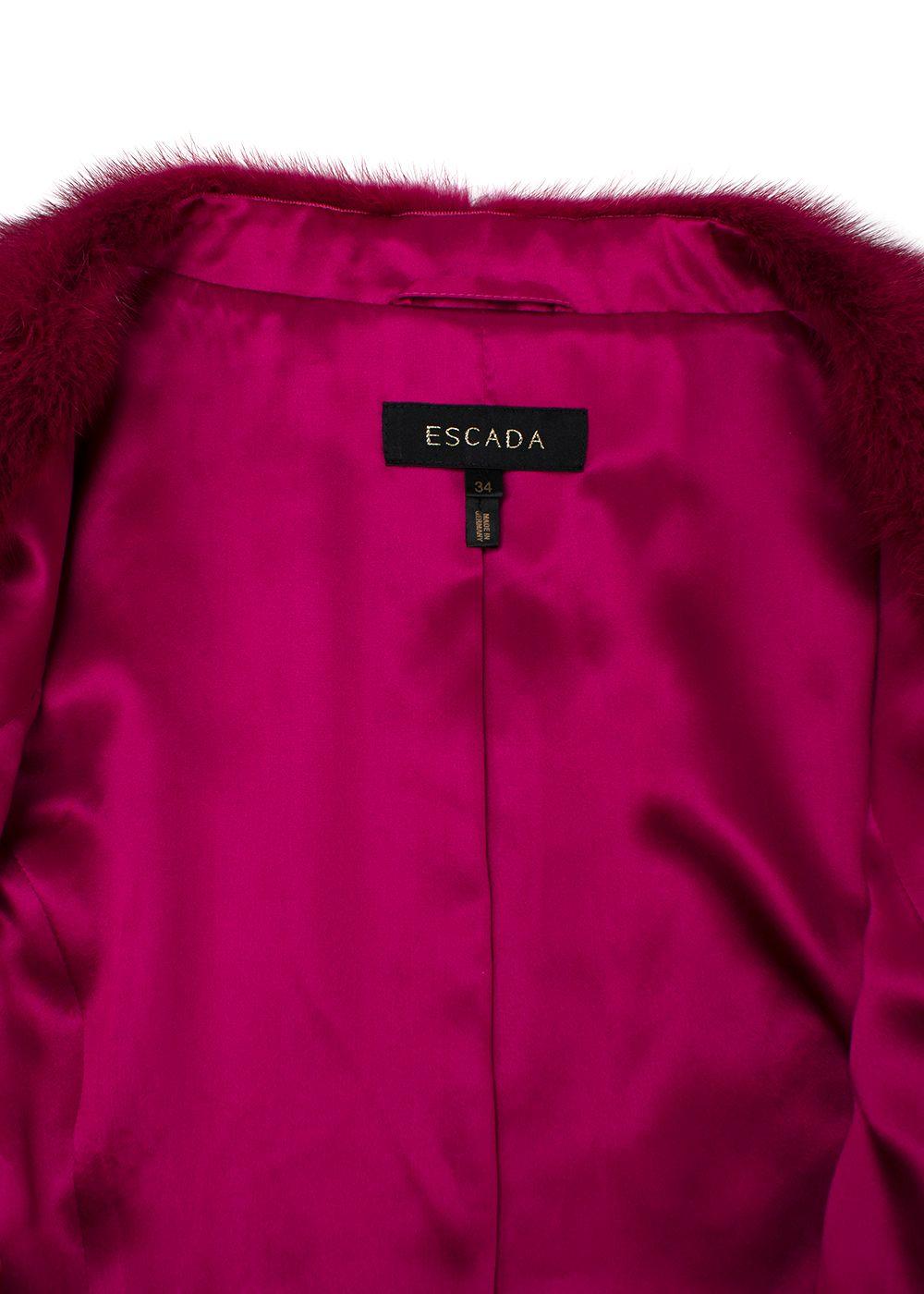 Escada Cherry Lace Mink Fur Trimmed Silk Lace Top and Skirt