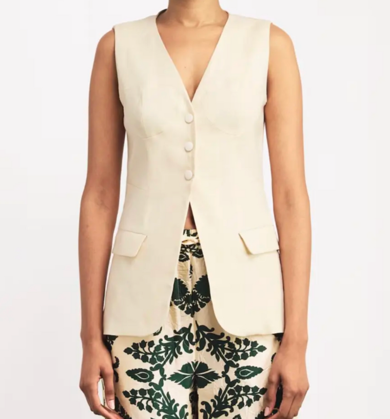 Sandro Linen Sleeveless Jacket