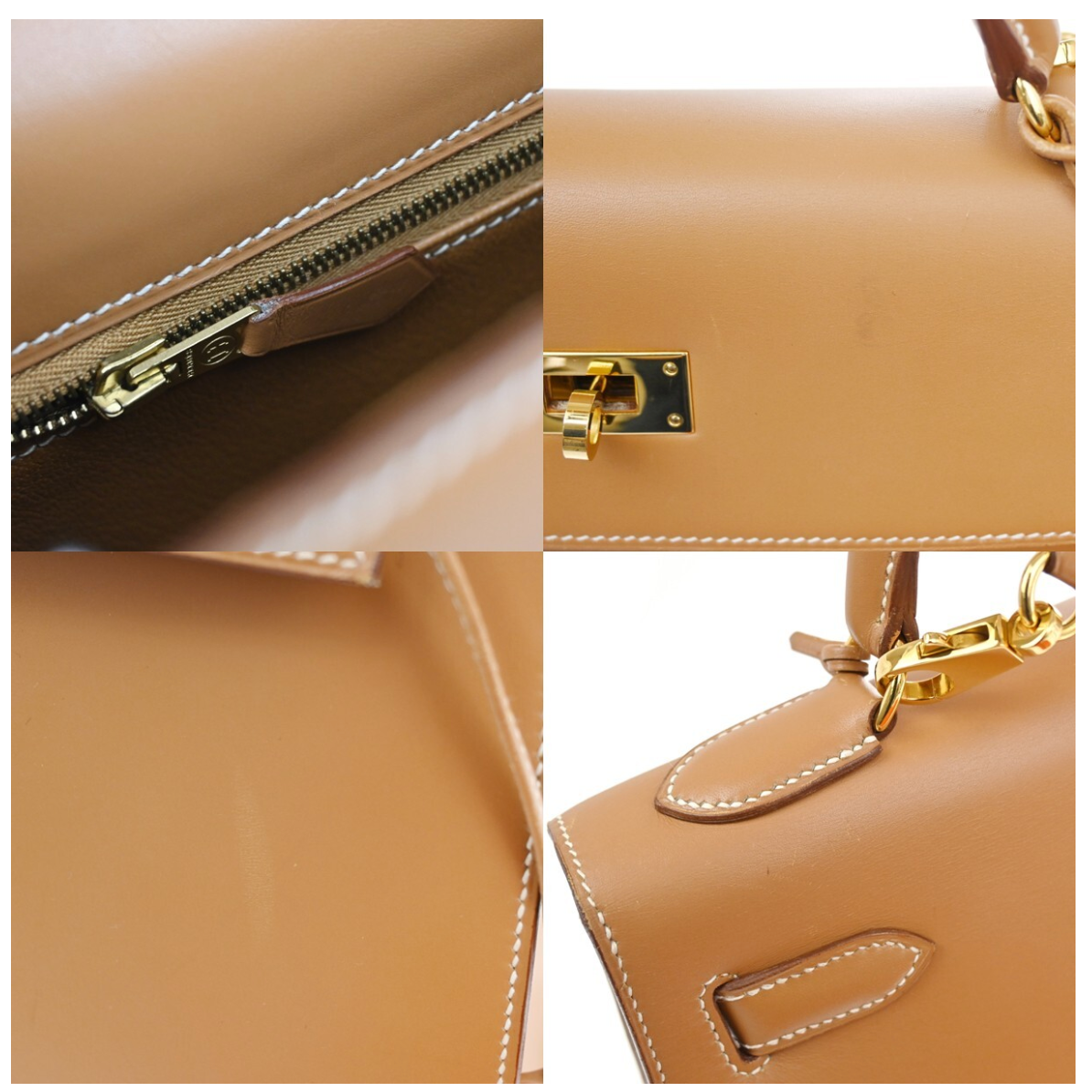Hermes Tan With White Stitching Kelly 32cms