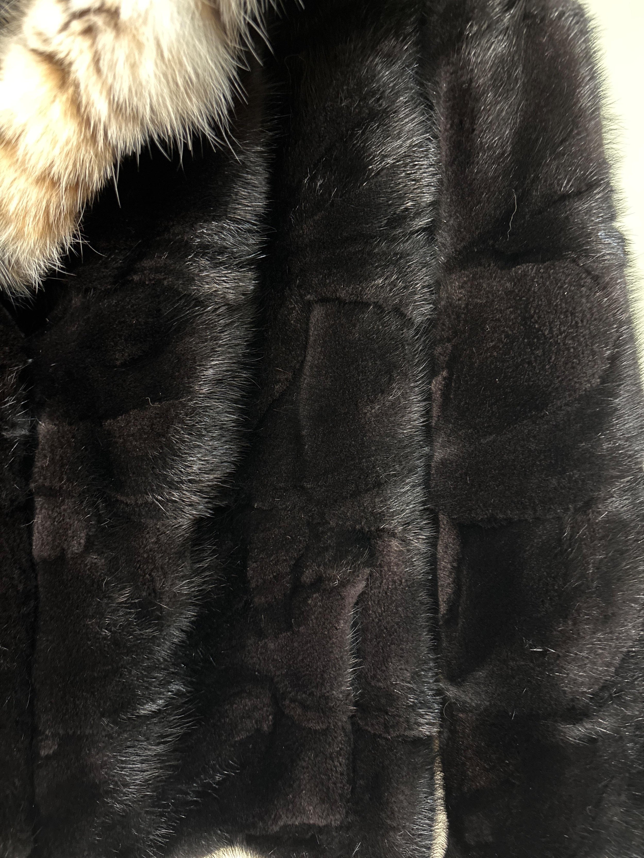 Bespoke Lightweight Black Mink /Bobcat Hooded Jacket