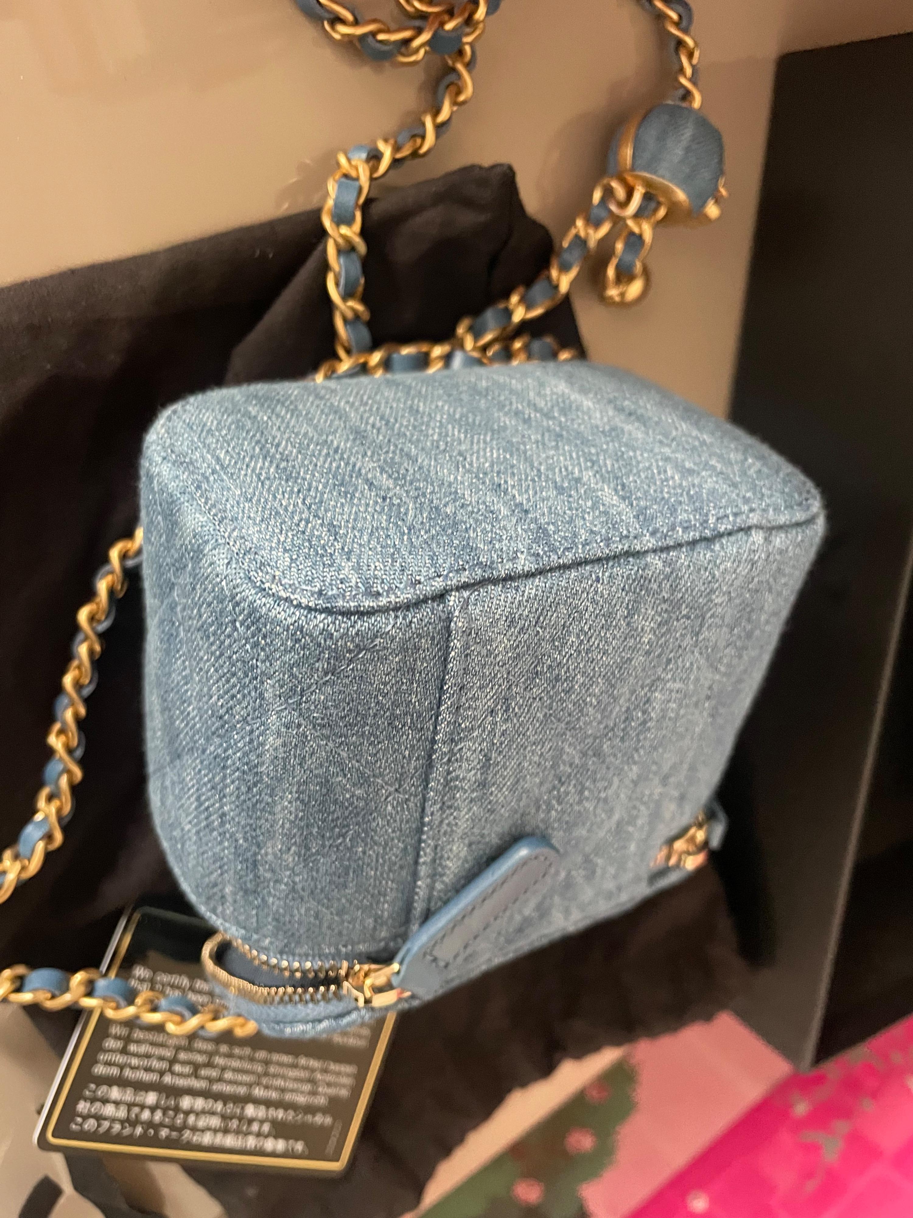 Chanel Blue Denim Coco Crush Vanity Bag