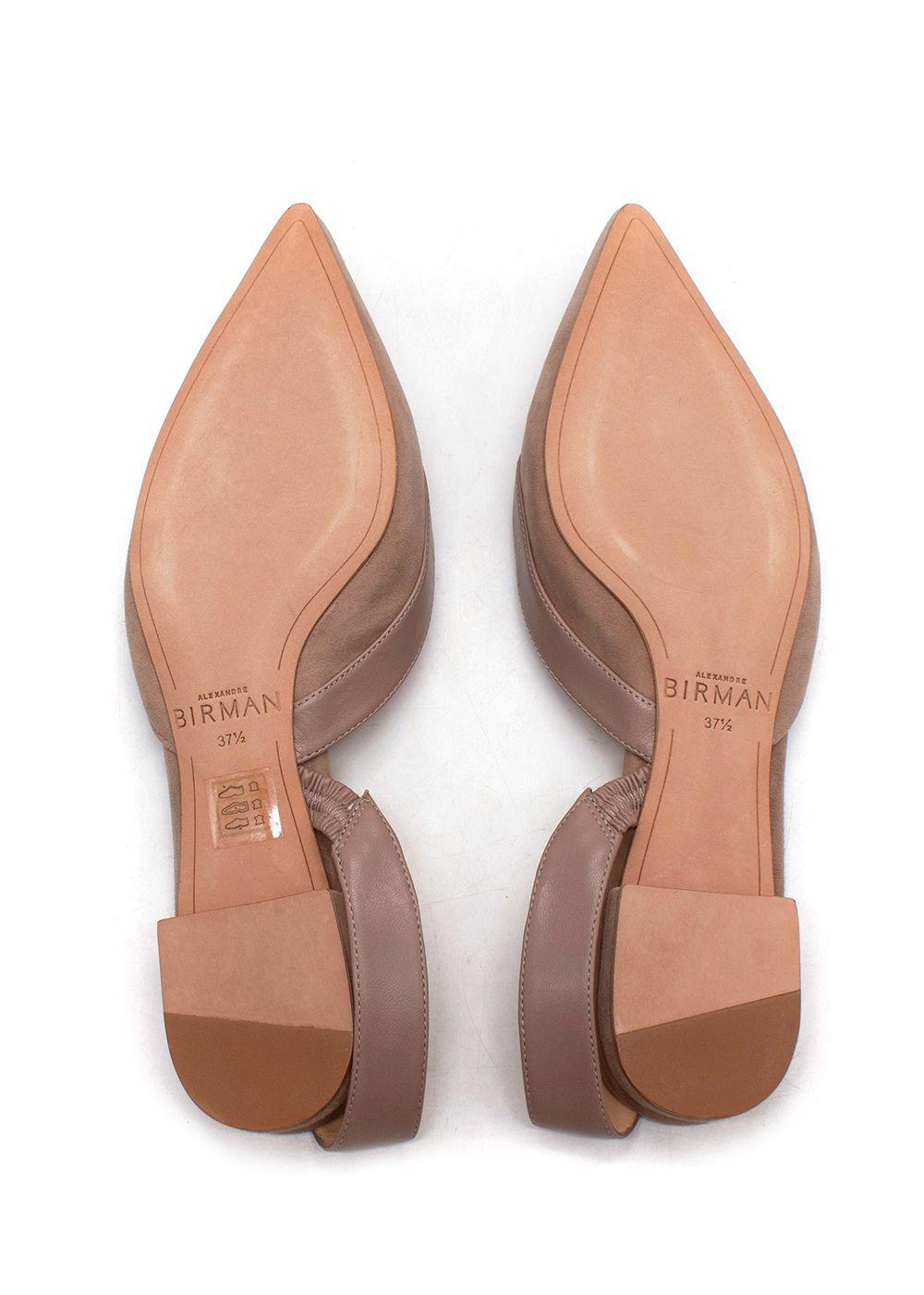 Alexandre Birman Taupe Suede Slingback Flats