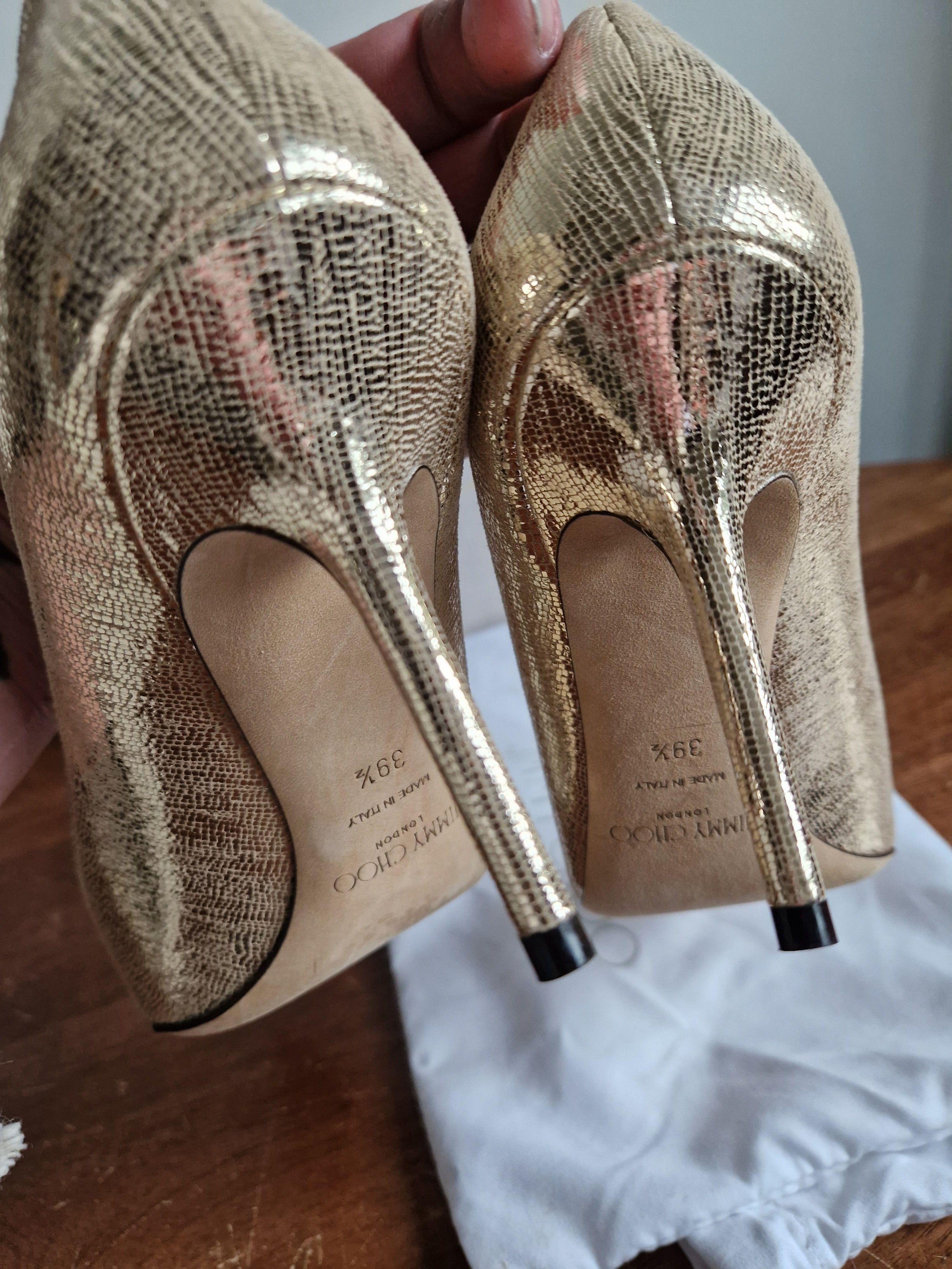 Gold Leather Pumps 85