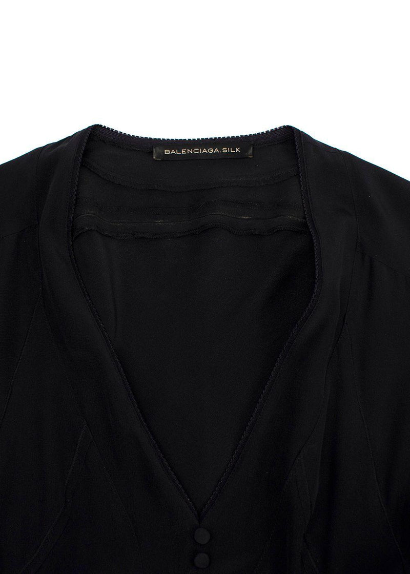 Balenciaga Silk Black Button Blouse