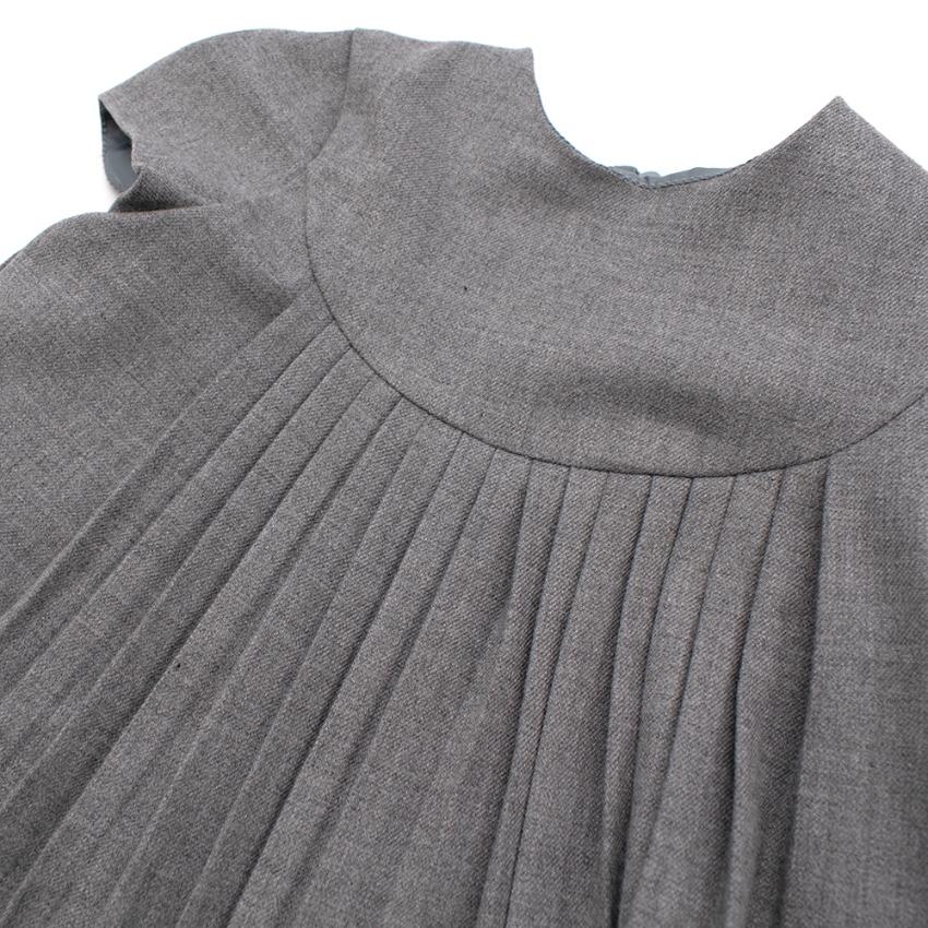 Tartine et Chocolat Grey Flannel Short Sleeve Pleated Dress