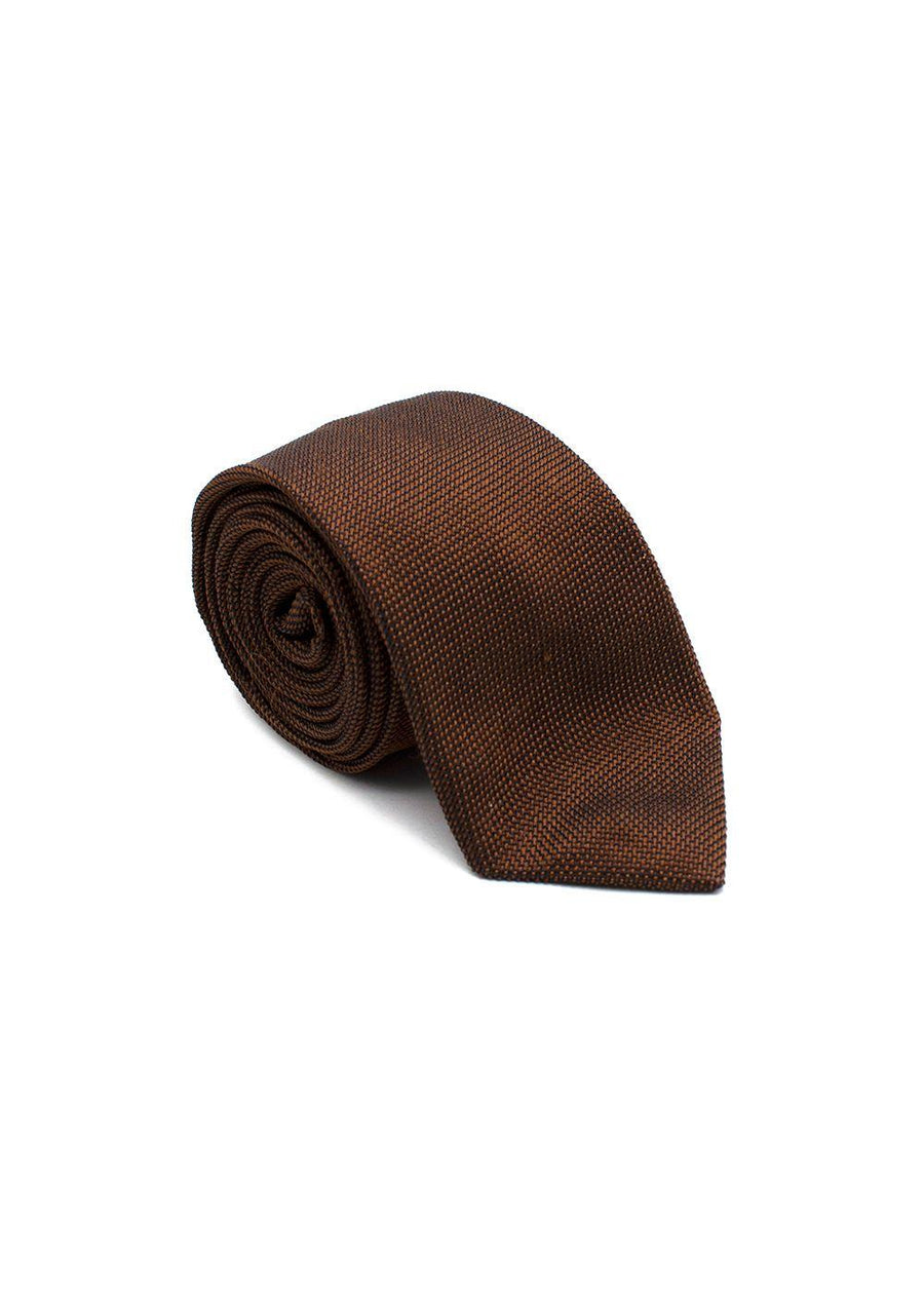 Brown Woven Silk Tie