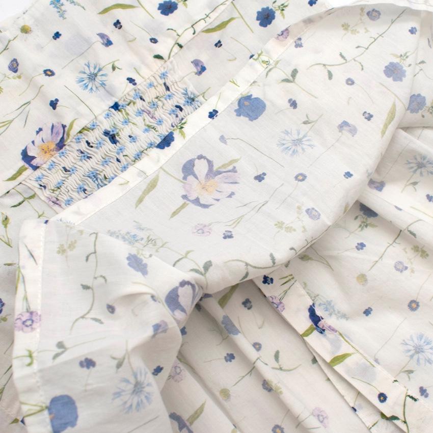 Fleurisse White Floral Cotton Smocking Dress