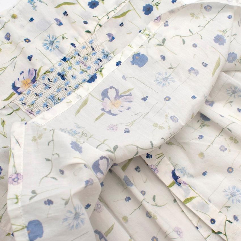 Fleurisse White Floral Cotton Smocking Dress